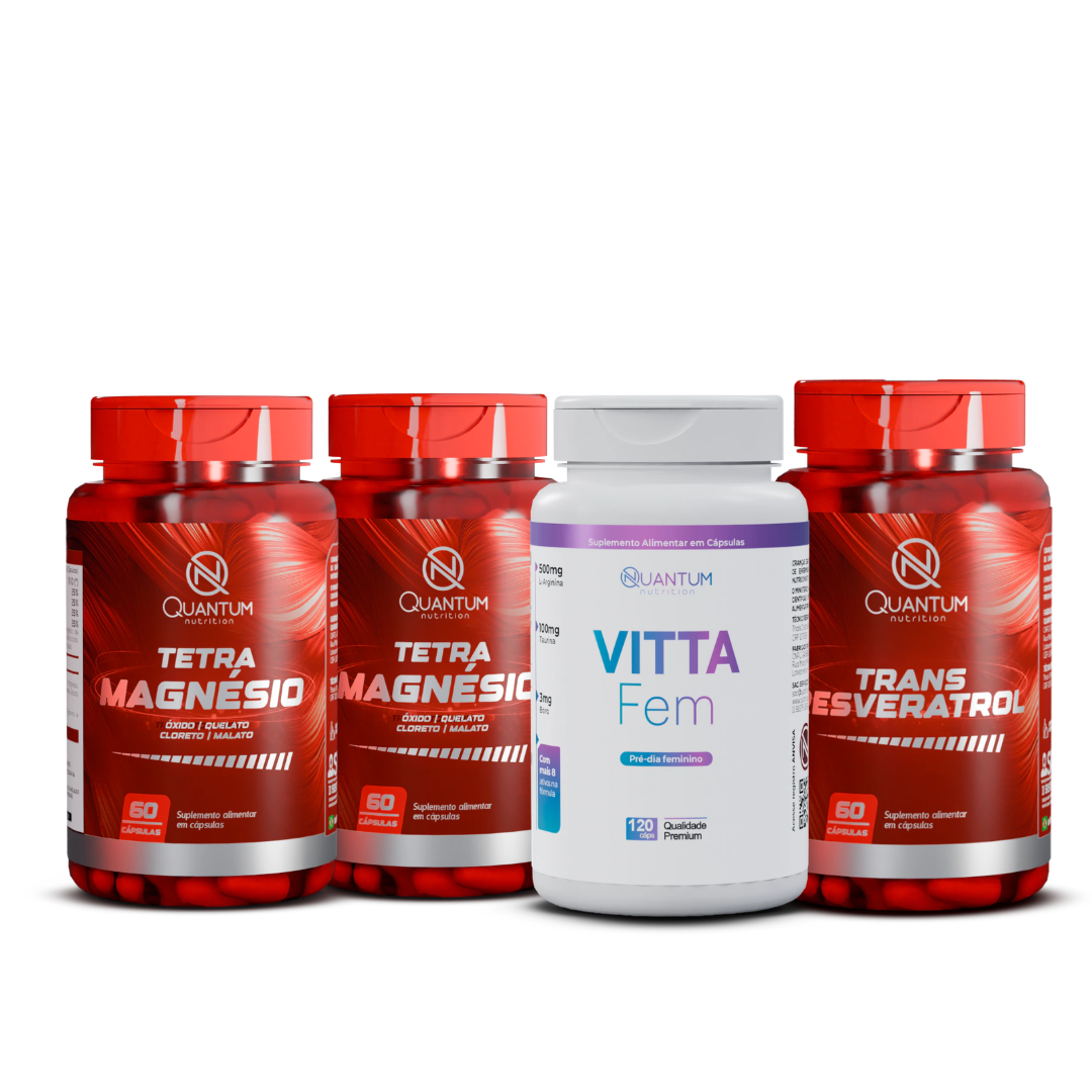 2 Potes Tetra Magnésio + Vitta Fem + Trans Resveratrol Quantum